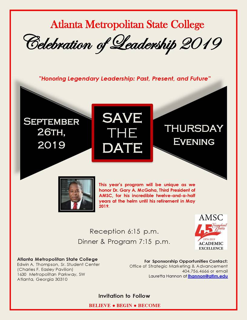 Celebration of Leadership honoring Dr. Gary McGaha flyer