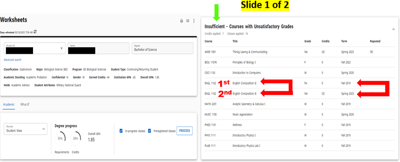 Dashboard image view of where to find classes covered by Financial Aid